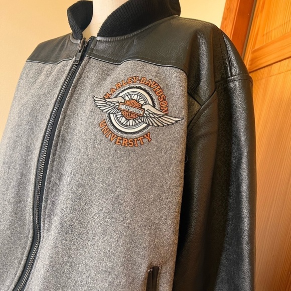 Harley Davidson University 3XL Leather Wool Dealer Operations Jacket 2004 Unisex - Picture 4 of 10
